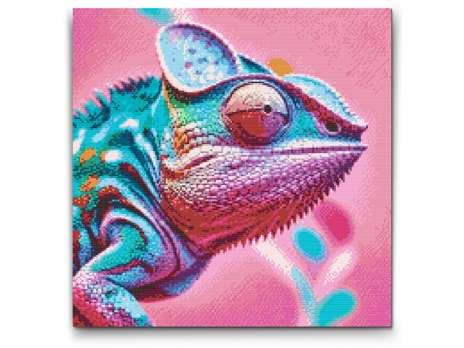 Diamond Paint - Kameleon i nuancer af pink