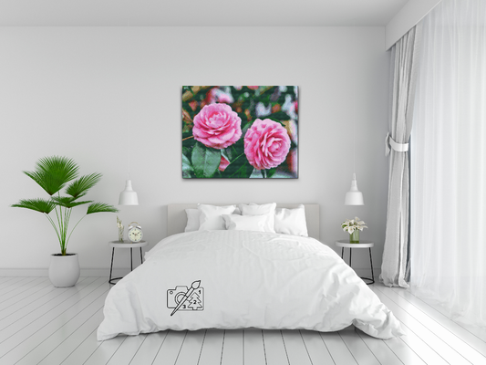 Diamond Paint - Lyserøde kameliaer