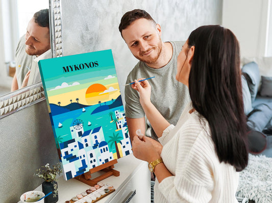 Paint by number - Mykonos, Grækenland