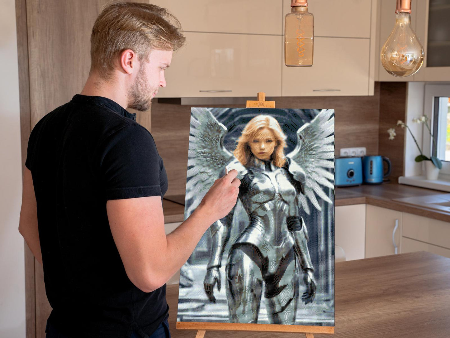 Diamond Paint - Engel i metalbevæbning