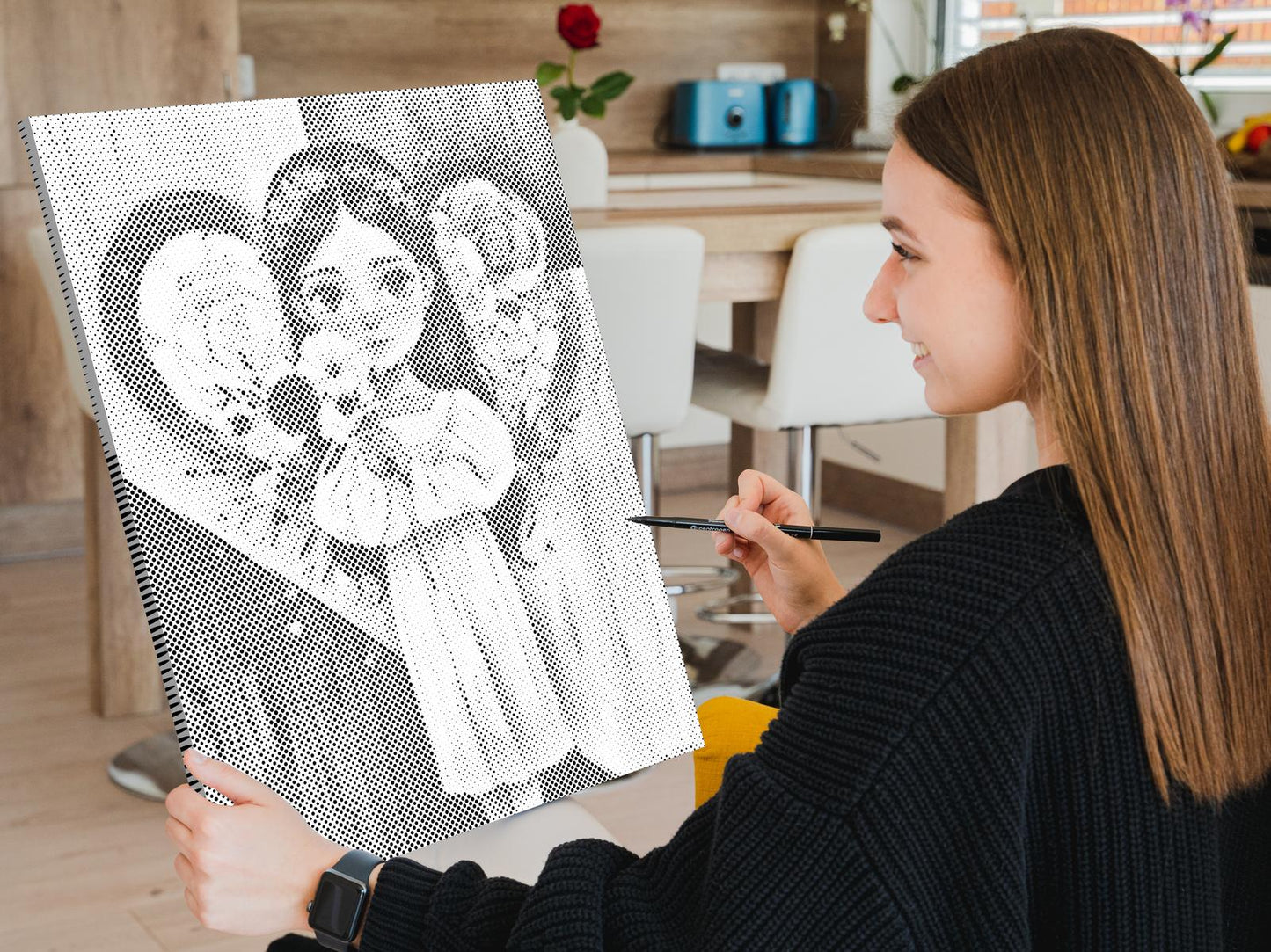 Dotting - Angel med en buket i hånden