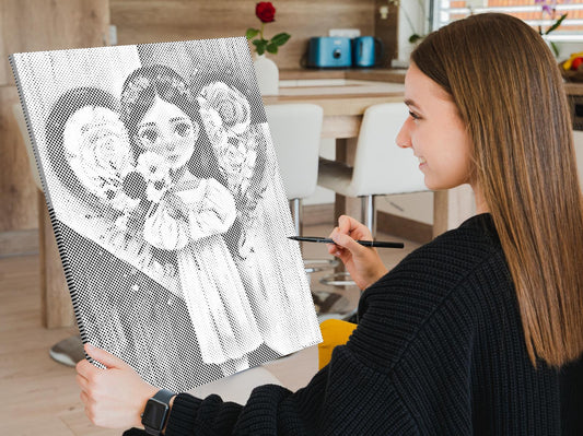 Dotting - Angel med en buket i hånden