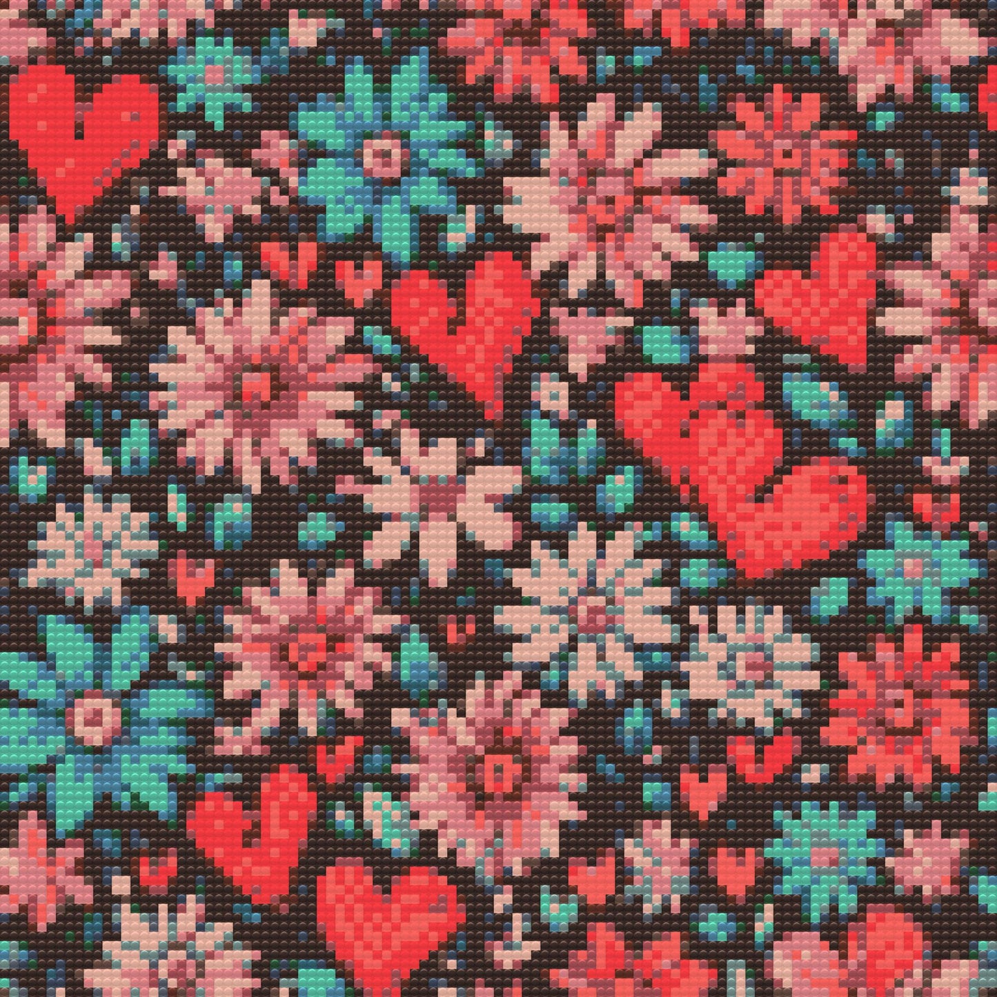 Diamond Paint - Hjerter og blomster