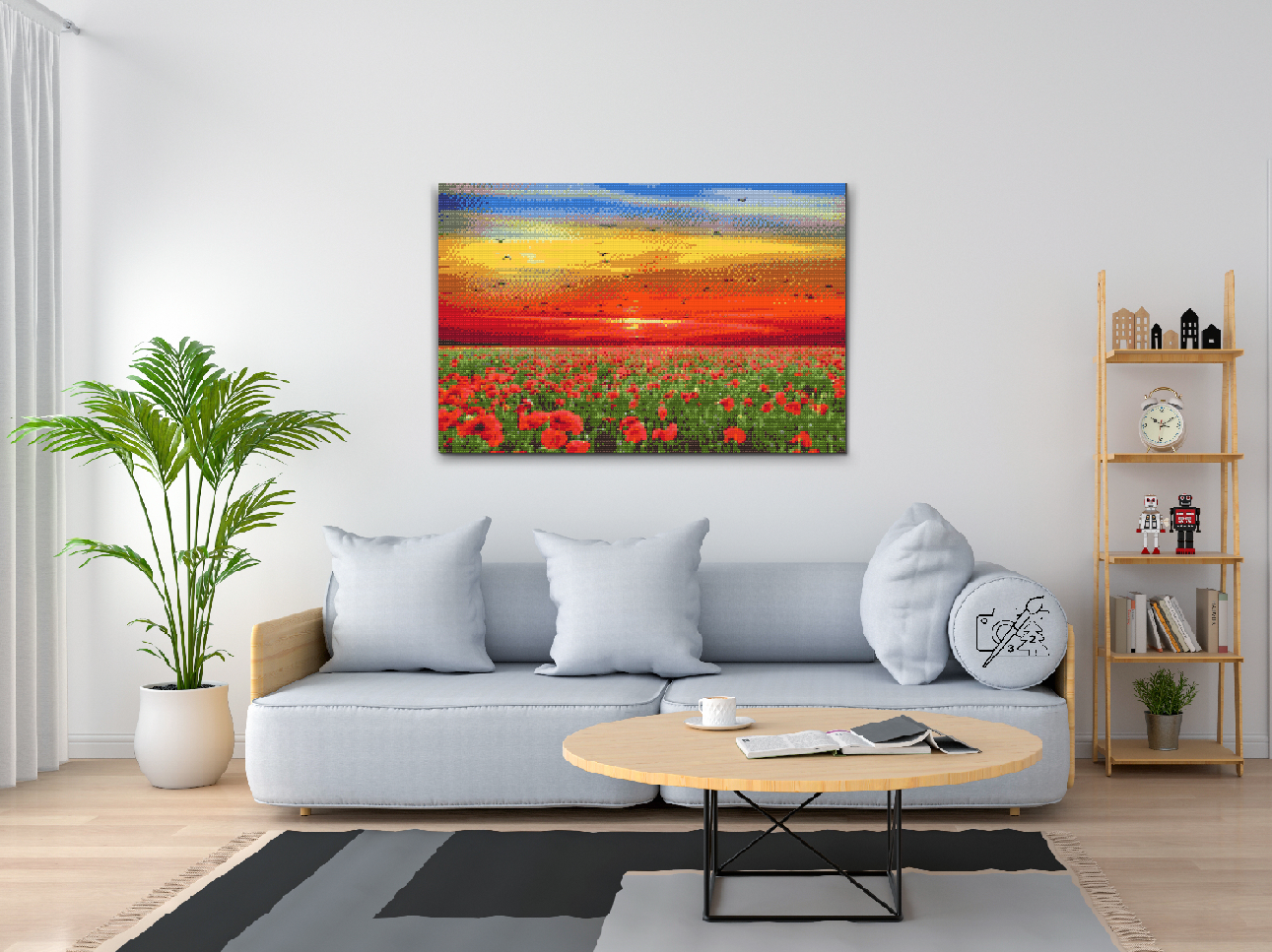 Diamond Paint - Valmuemark ved solnedgang