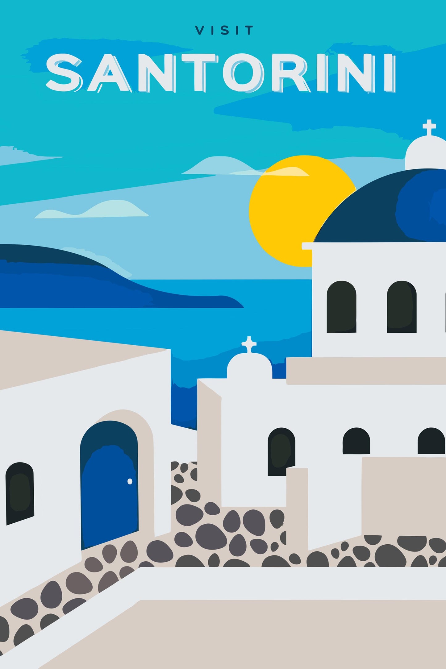 Paint by number - Santorini, Grækenland