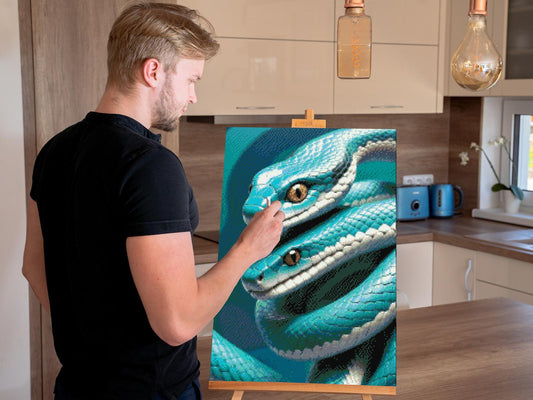 Diamond Paint - Slanger i nuancer af mørk turkis