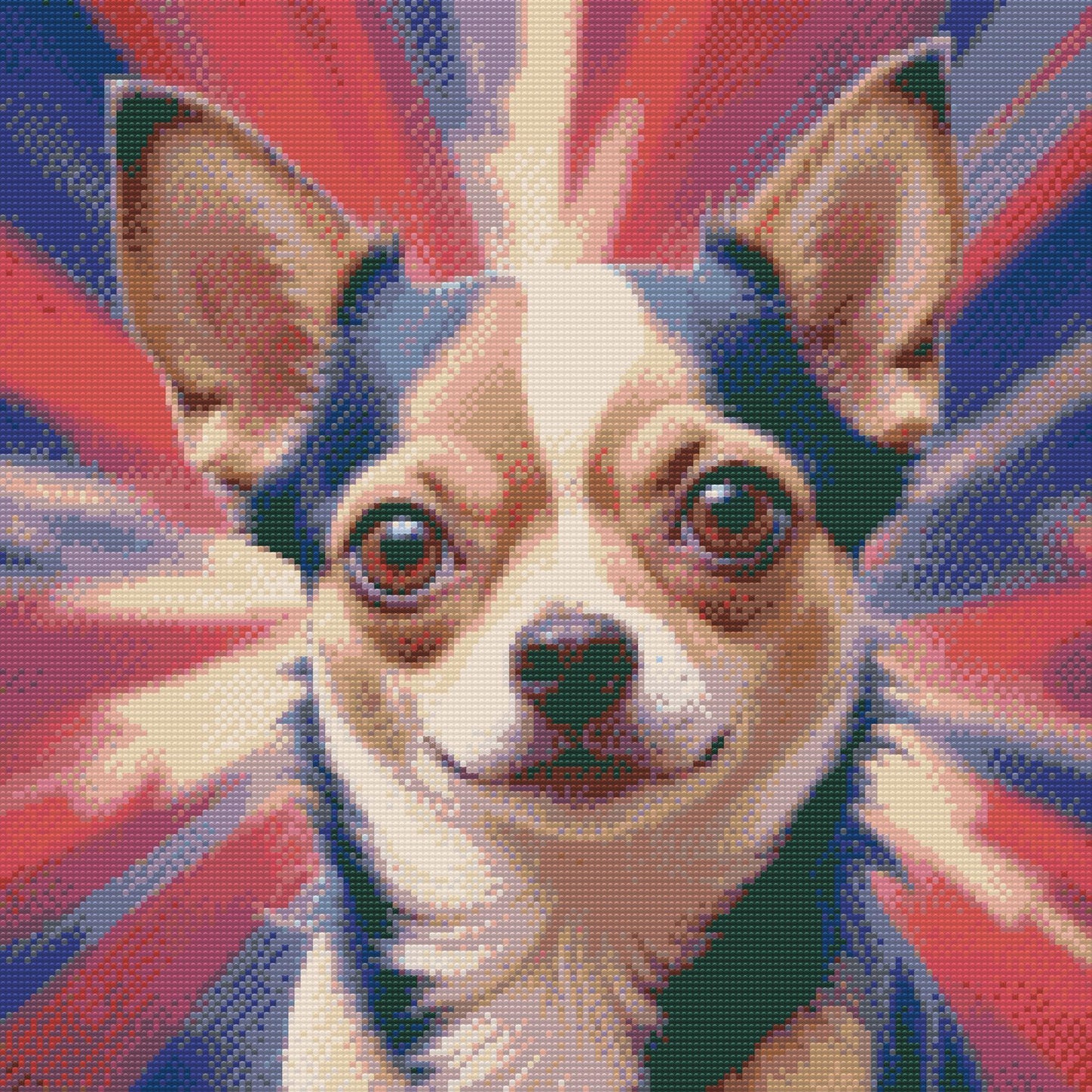 Diamond Paint - Chihuahua i nuancer af rød og blå