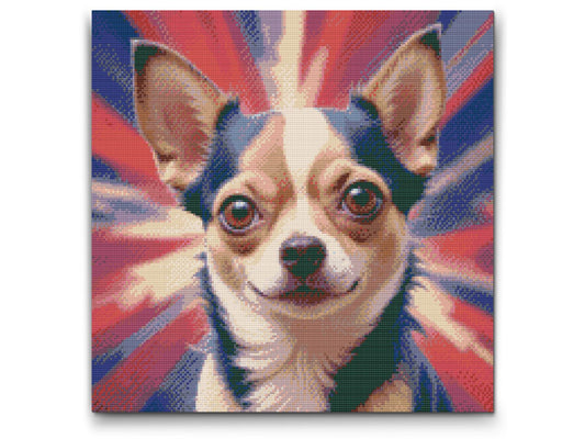 Diamond Paint - Chihuahua i nuancer af rød og blå