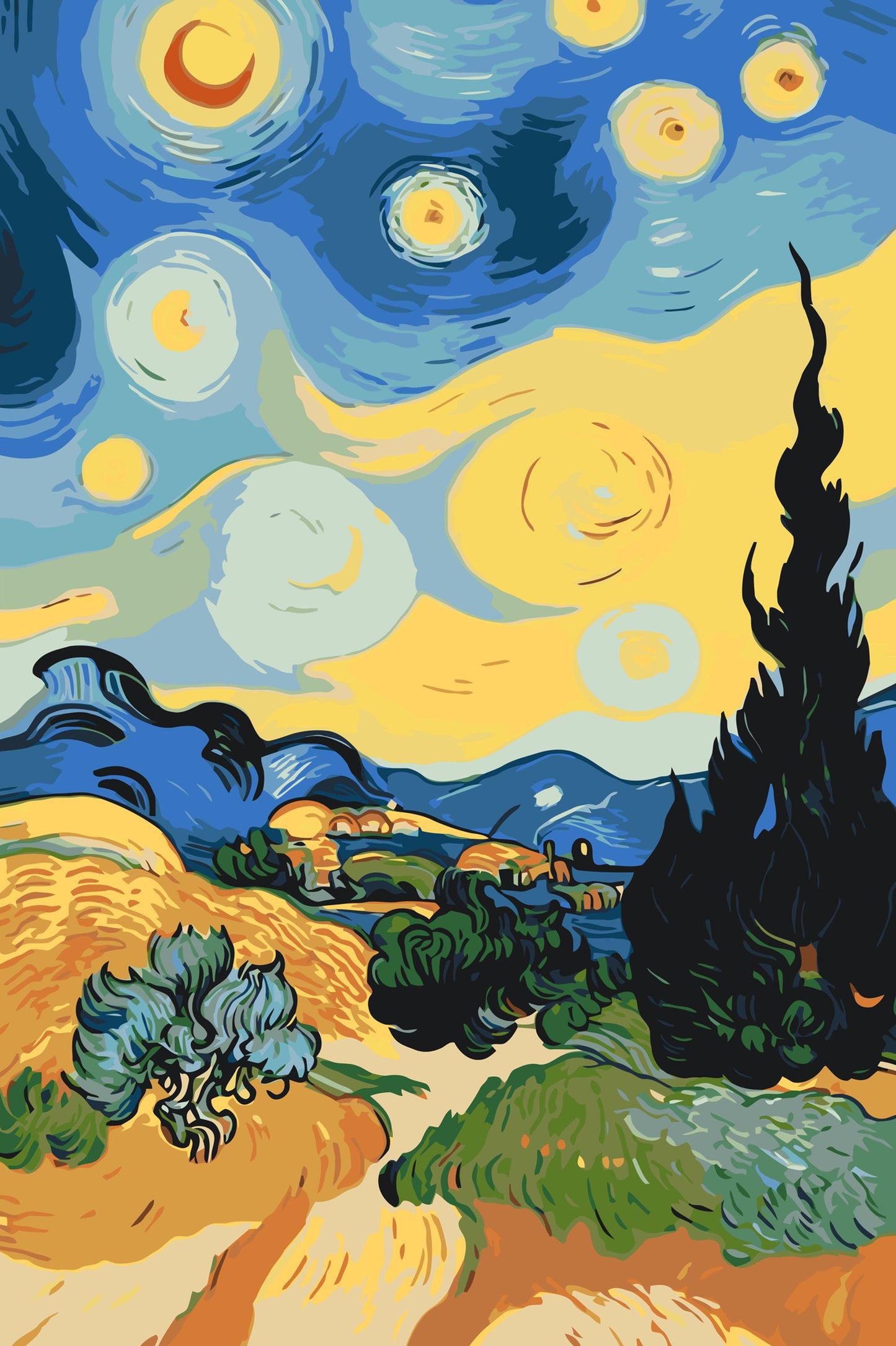 Paint by number - Hvedemark med stjernehimmel