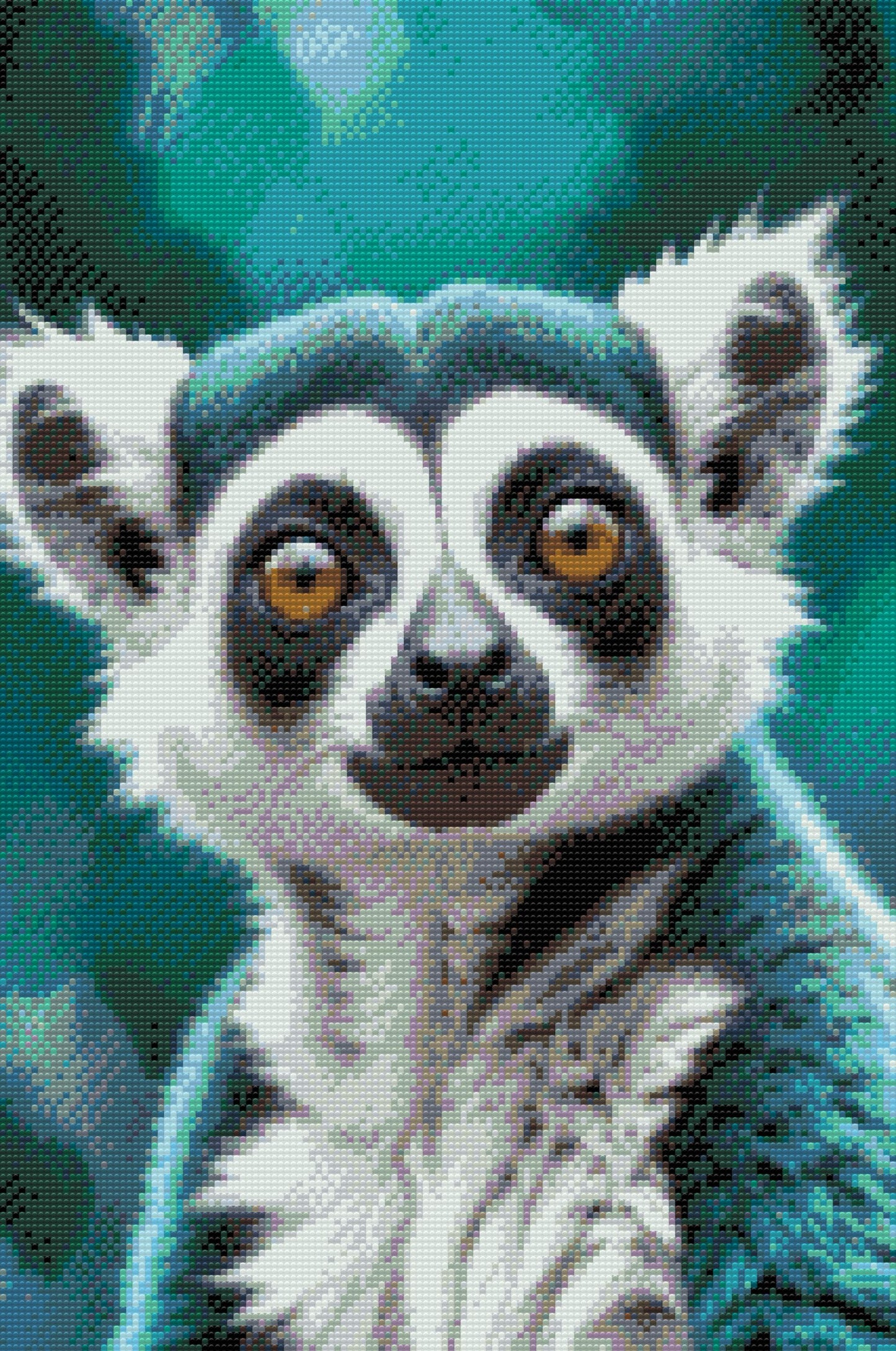 Diamond Paint - Lemur i nuancer af mørk turkis