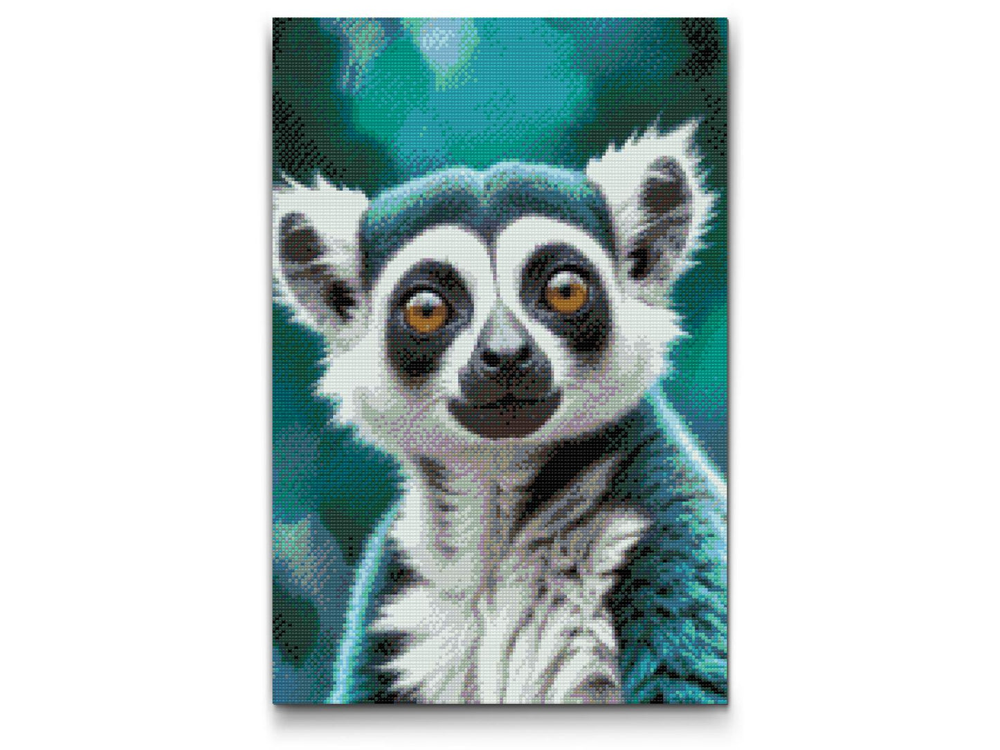 Diamond Paint - Lemur i nuancer af mørk turkis