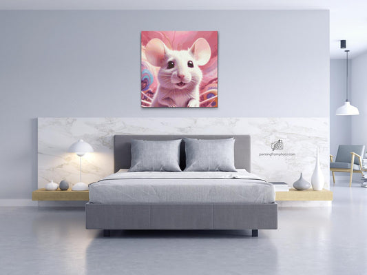 Diamond Paint - Mus i nuancer af pink