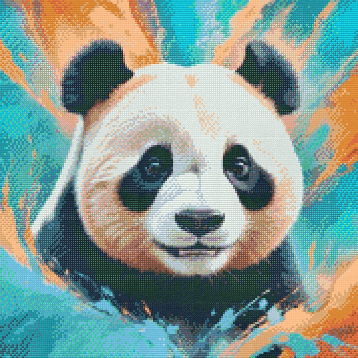 Diamond Paint - Panda i nuancer af turkis og orange
