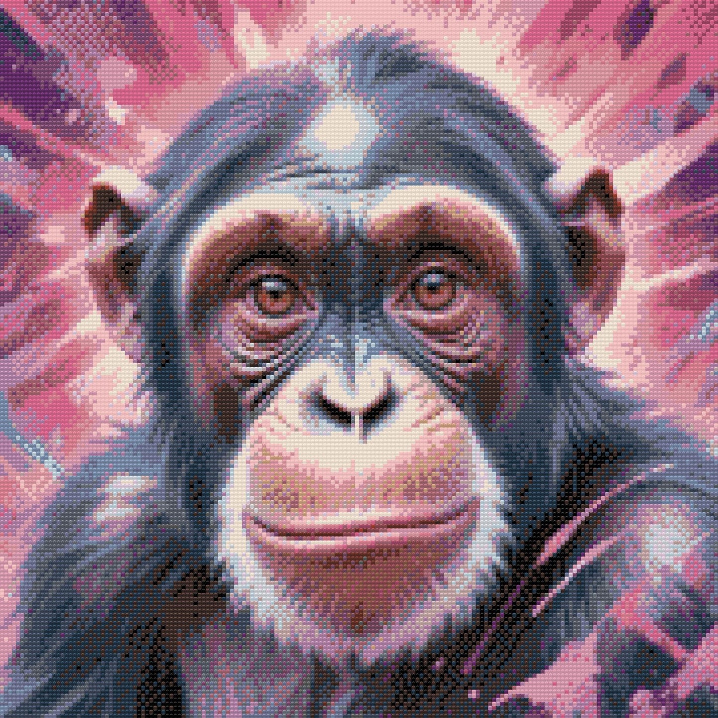 Diamond Paint - Chimpanse i nuancer af pink