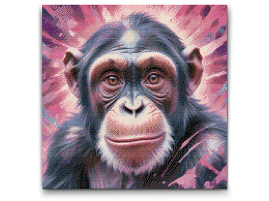 Diamond Paint - Chimpanse i nuancer af pink