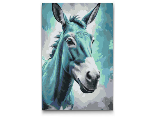 Paint by number - Æsel i nuancer af mørk turkis