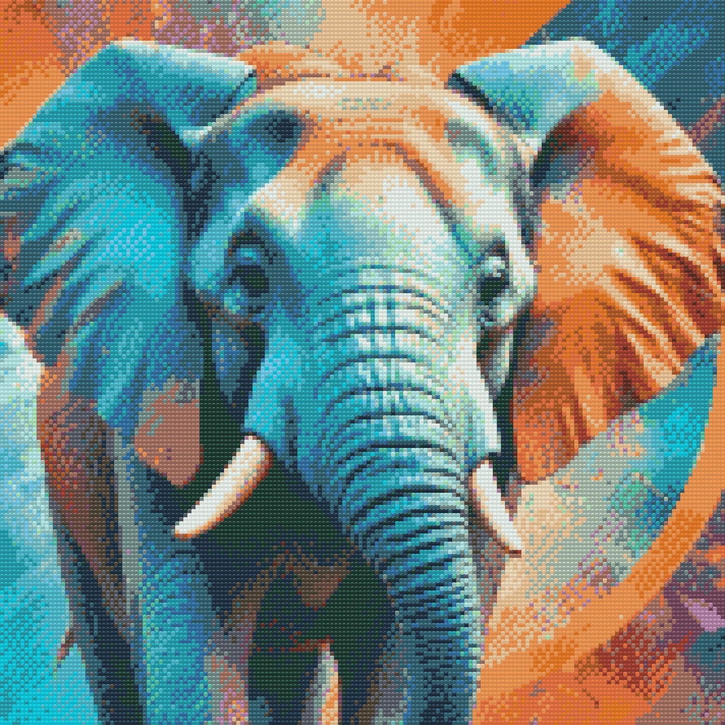 Diamond Paint - Elefant i nuancer af turkis og orange