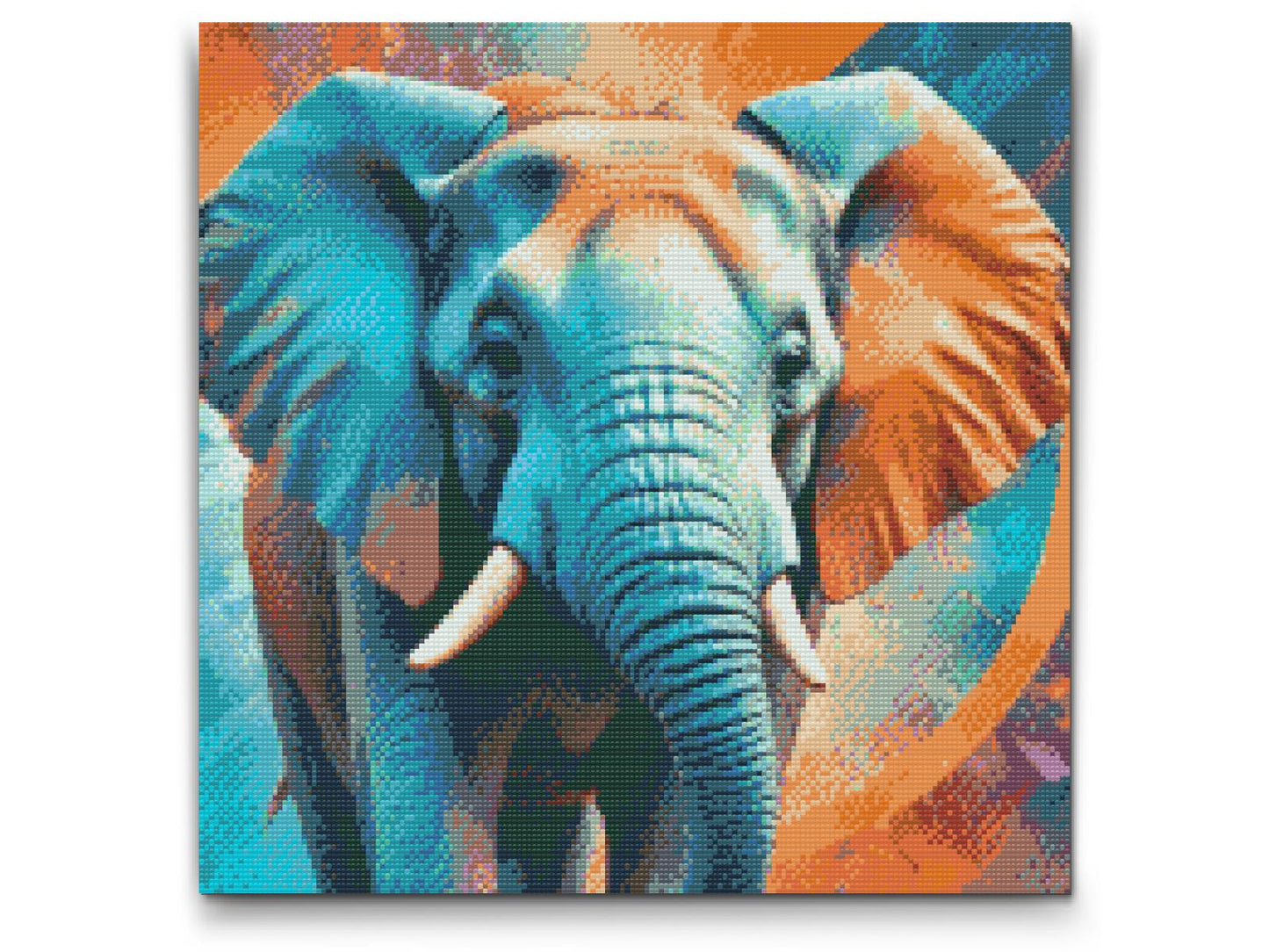 Diamond Paint - Elefant i nuancer af turkis og orange