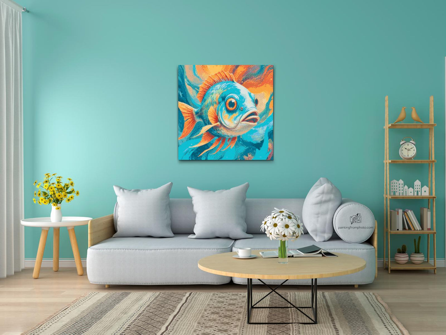 Diamond Paint - Fisk i nuancer af turkis og orange