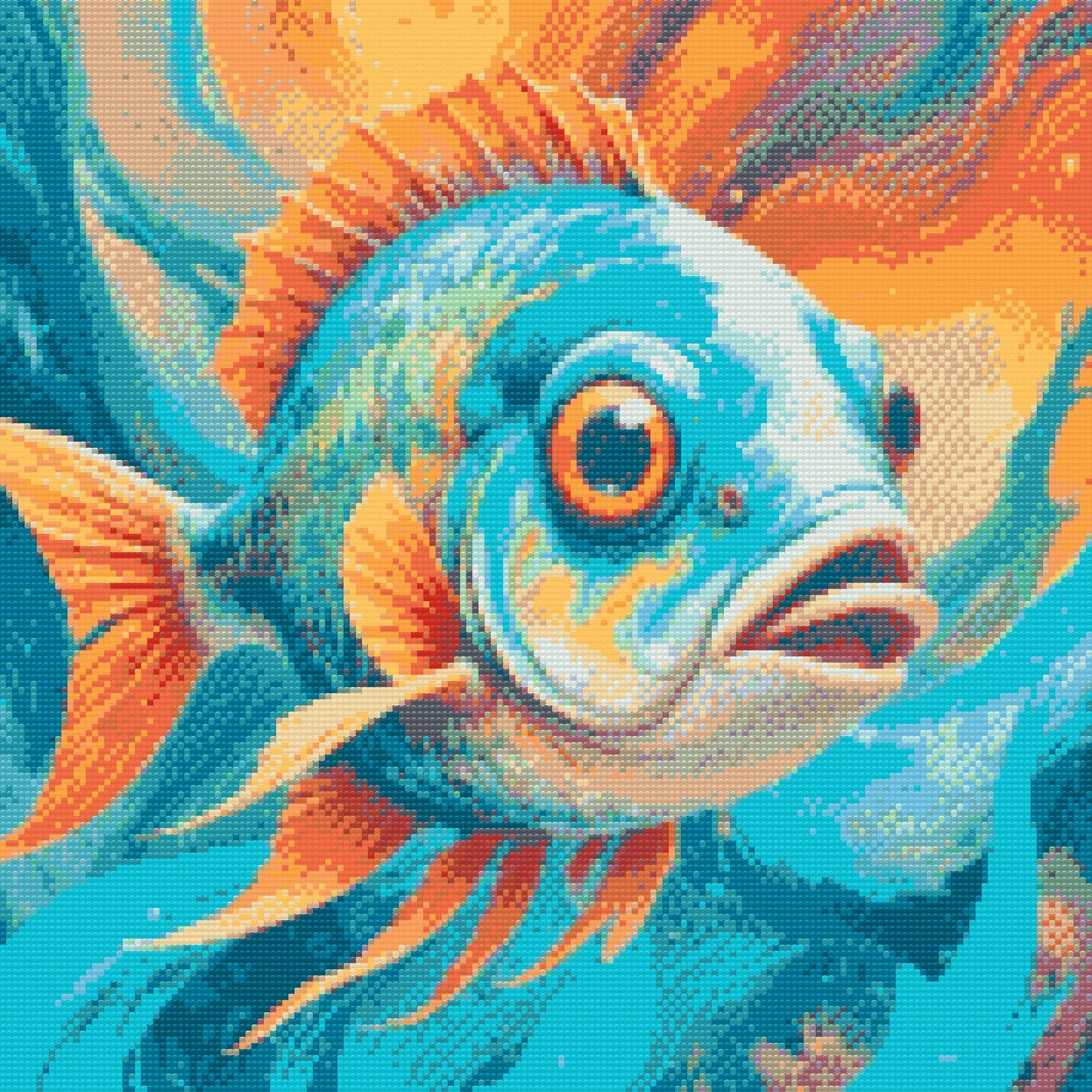 Diamond Paint - Fisk i nuancer af turkis og orange