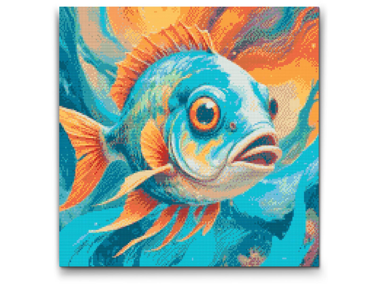 Diamond Paint - Fisk i nuancer af turkis og orange