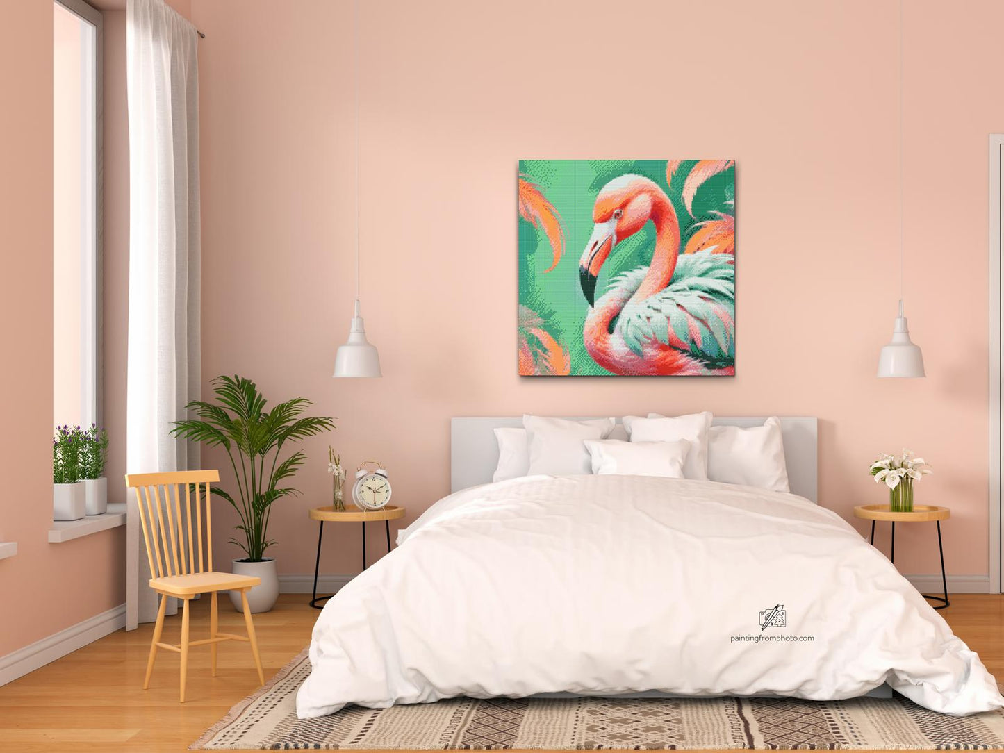 Diamond Paint - Flamingo i nuancer af dæmpet grøn