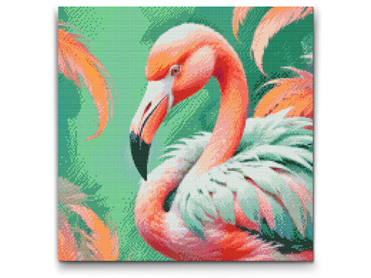 Diamond Paint - Flamingo i nuancer af dæmpet grøn