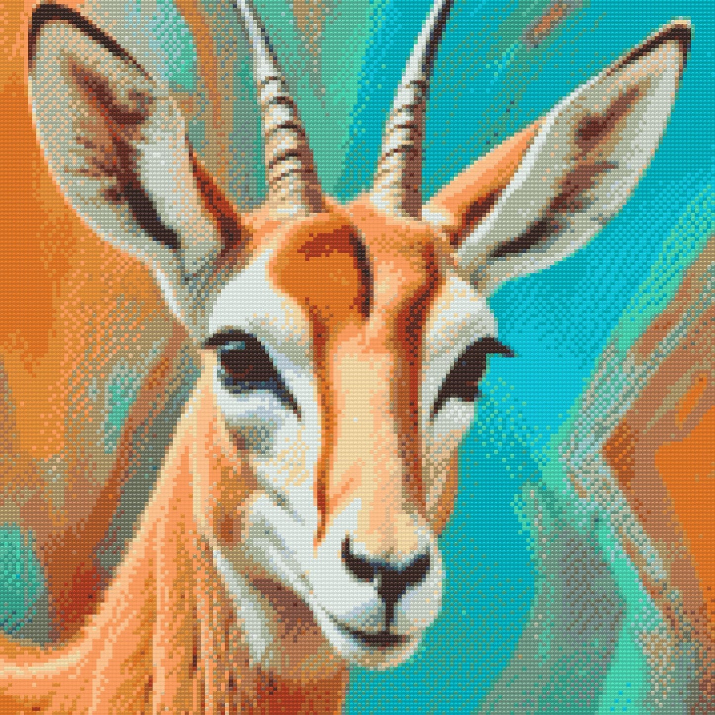 Diamond Paint - Gazelle i nuancer af turkis og orange