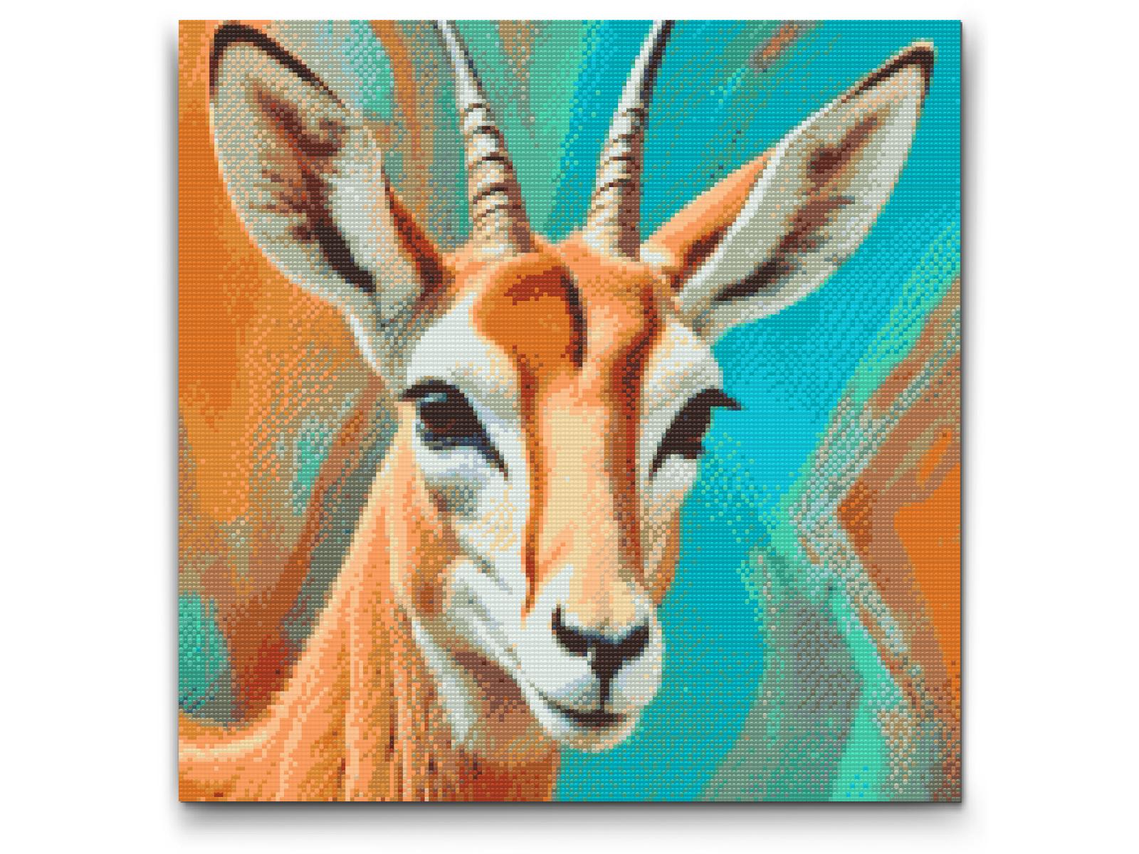 Diamond Paint - Gazelle i nuancer af turkis og orange
