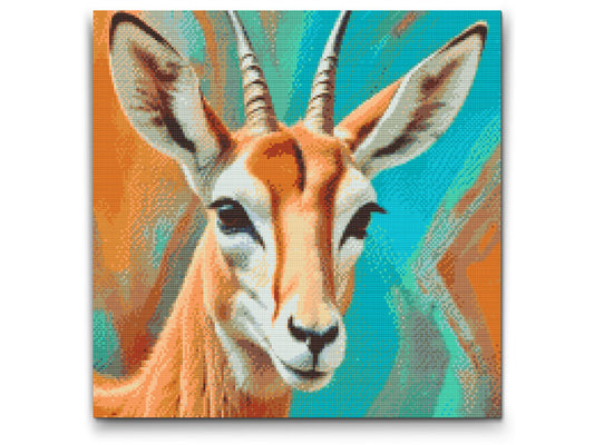 Diamond Paint - Gazelle i nuancer af turkis og orange