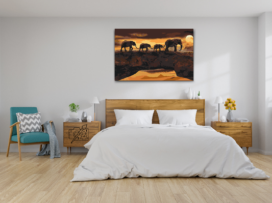 Paint by number - Vandrer med elefanter