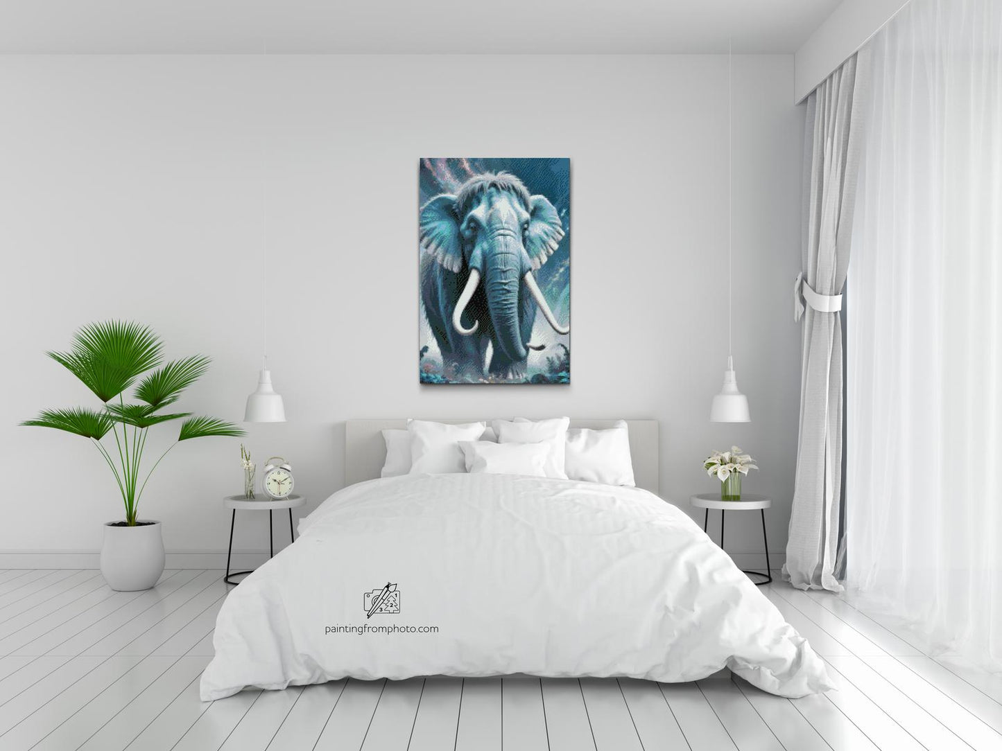 Diamond Paint - Mammut i nuancer af mørk turkis