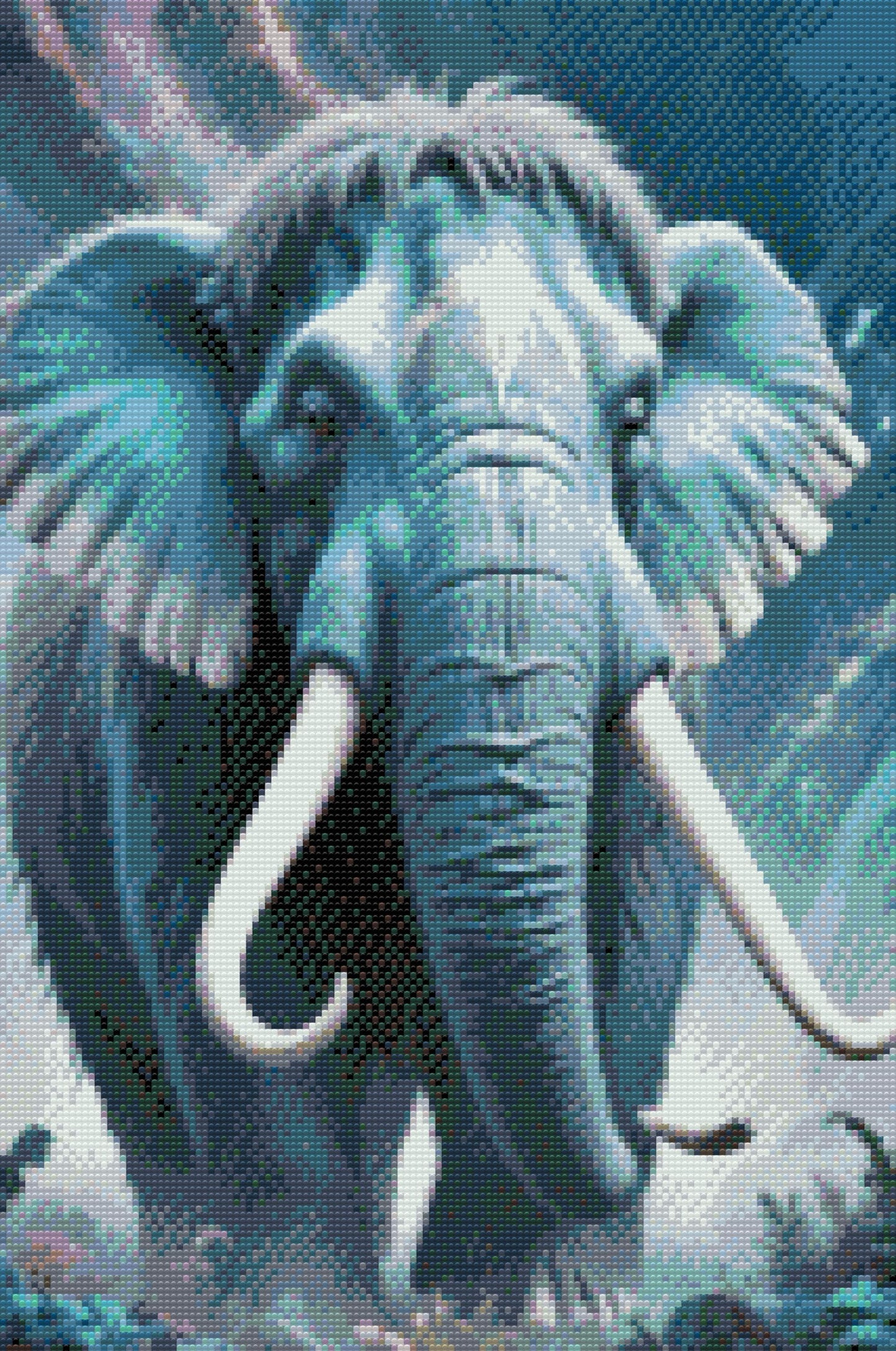 Diamond Paint - Mammut i nuancer af mørk turkis