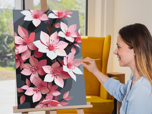 Paint by number - Origami-kirsebærblomster