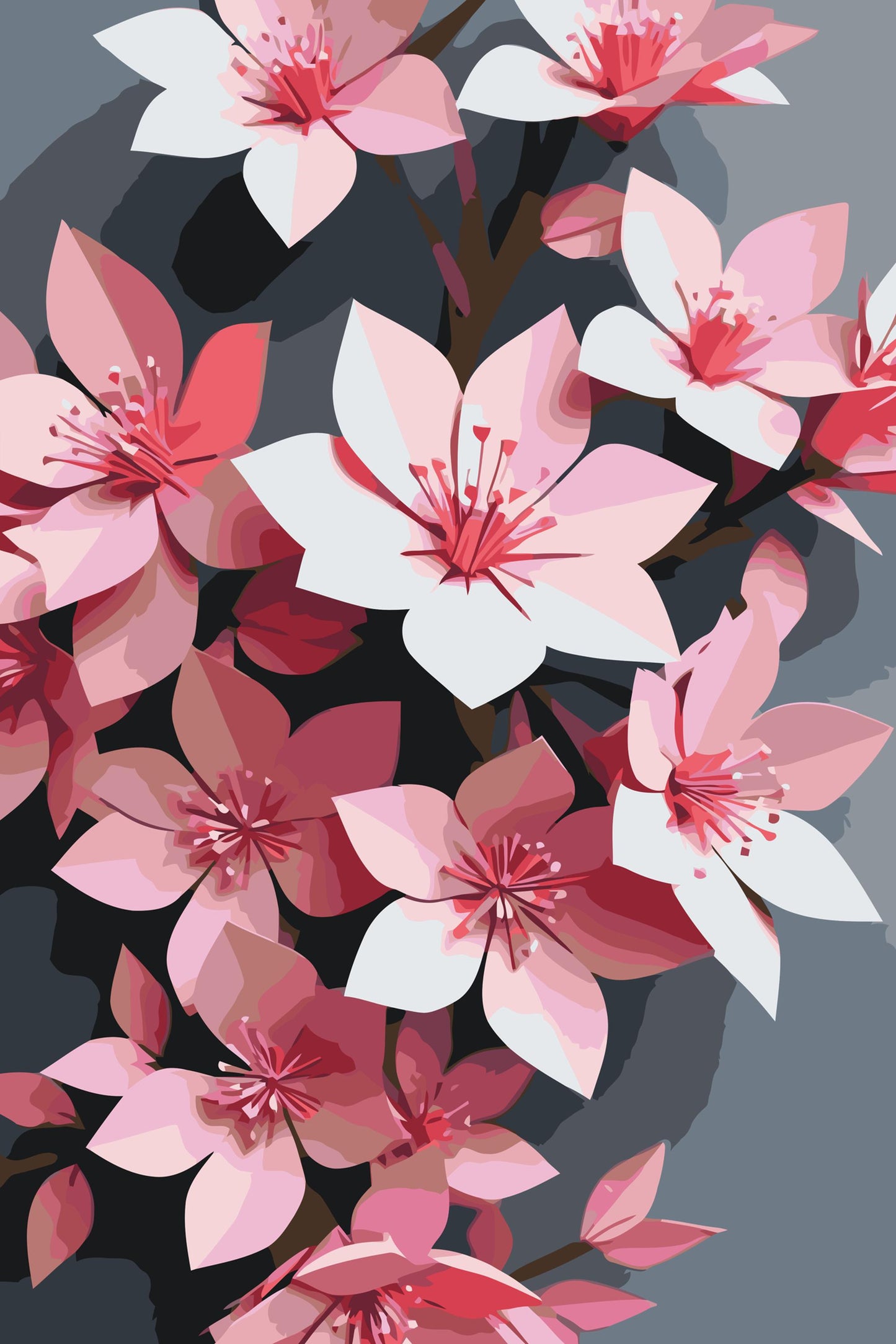 Paint by number - Origami-kirsebærblomster