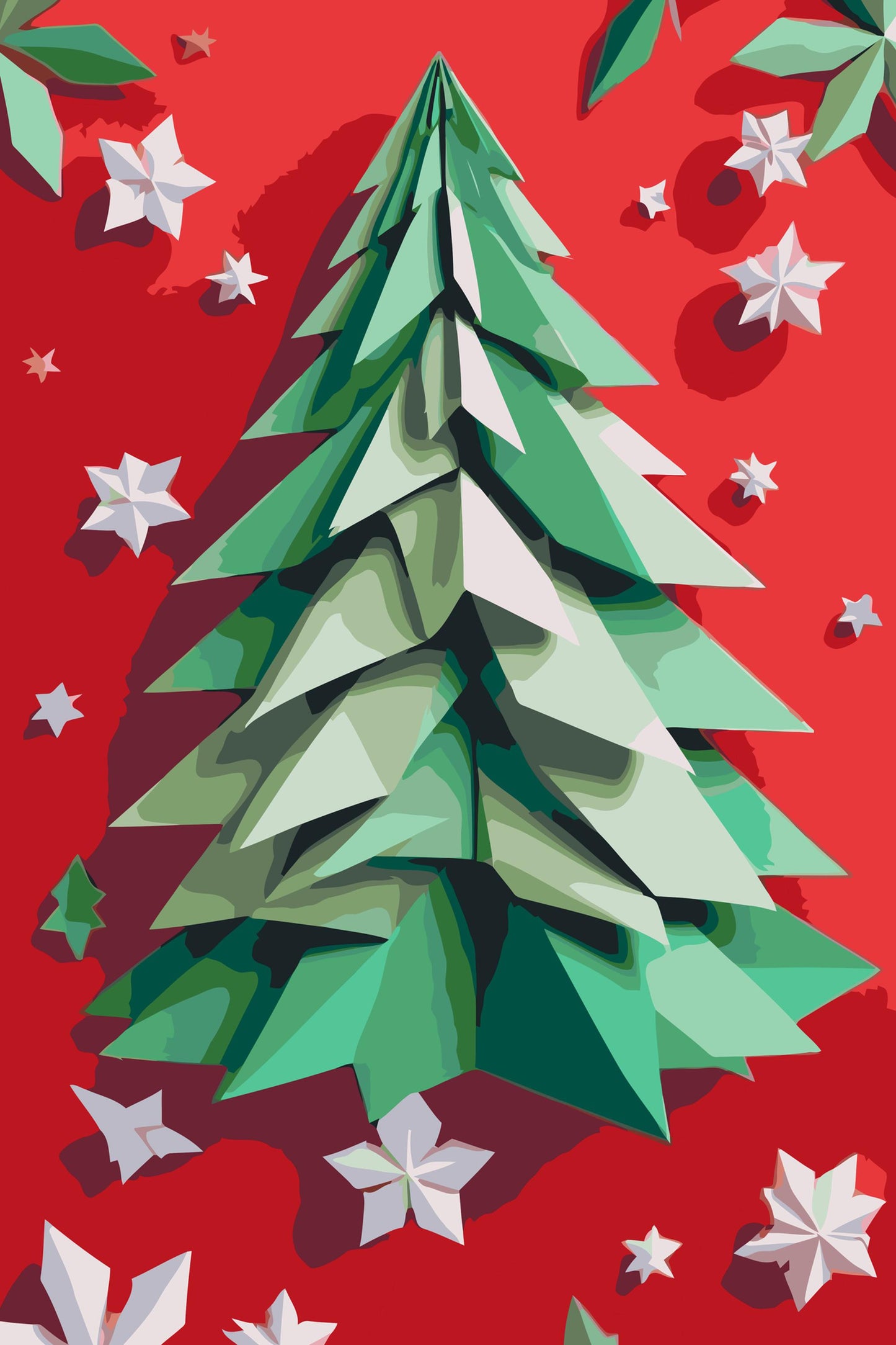 Paint by number - Origami-juletræ