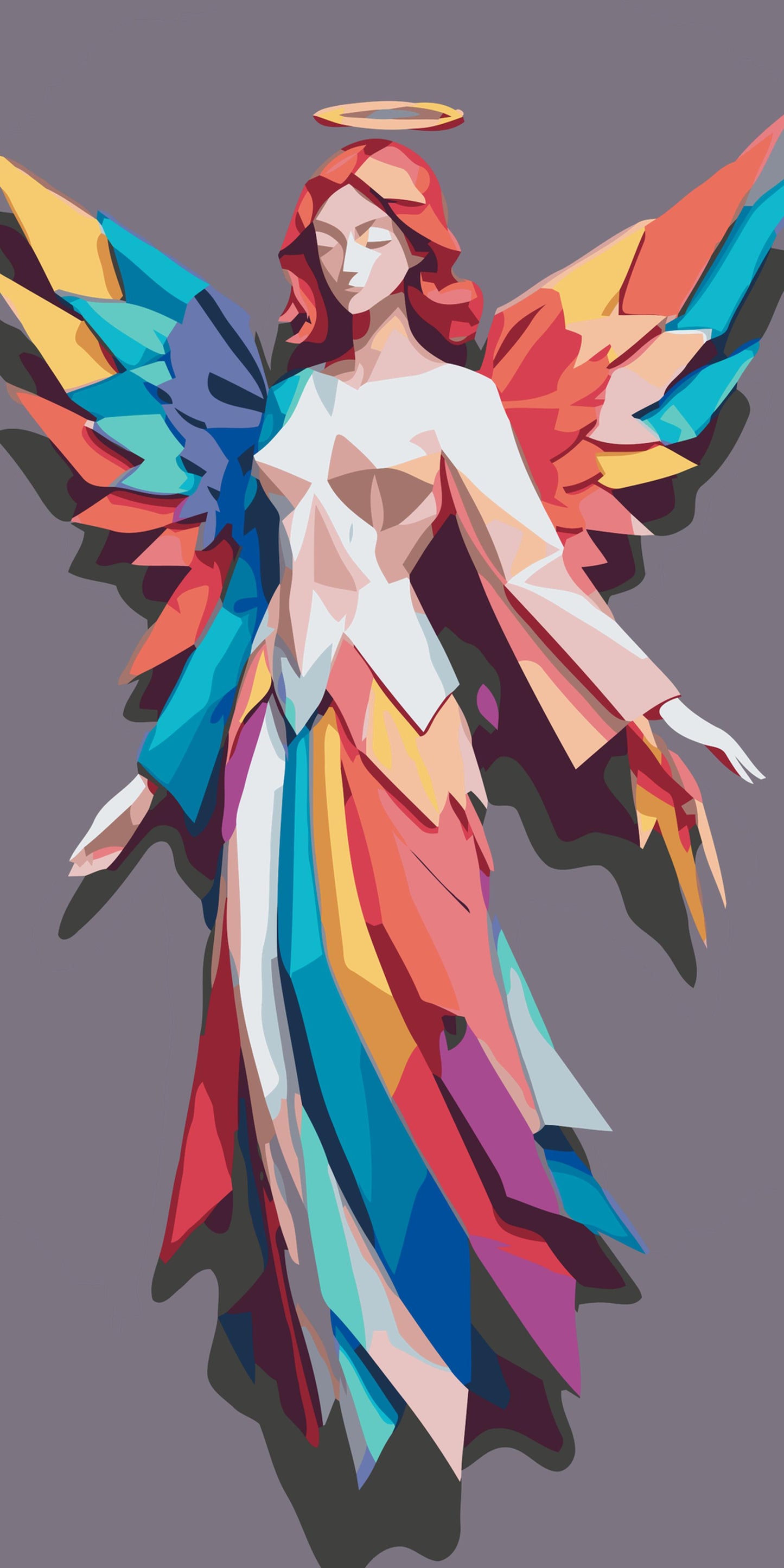 Paint by number - Origami-regnbueengel