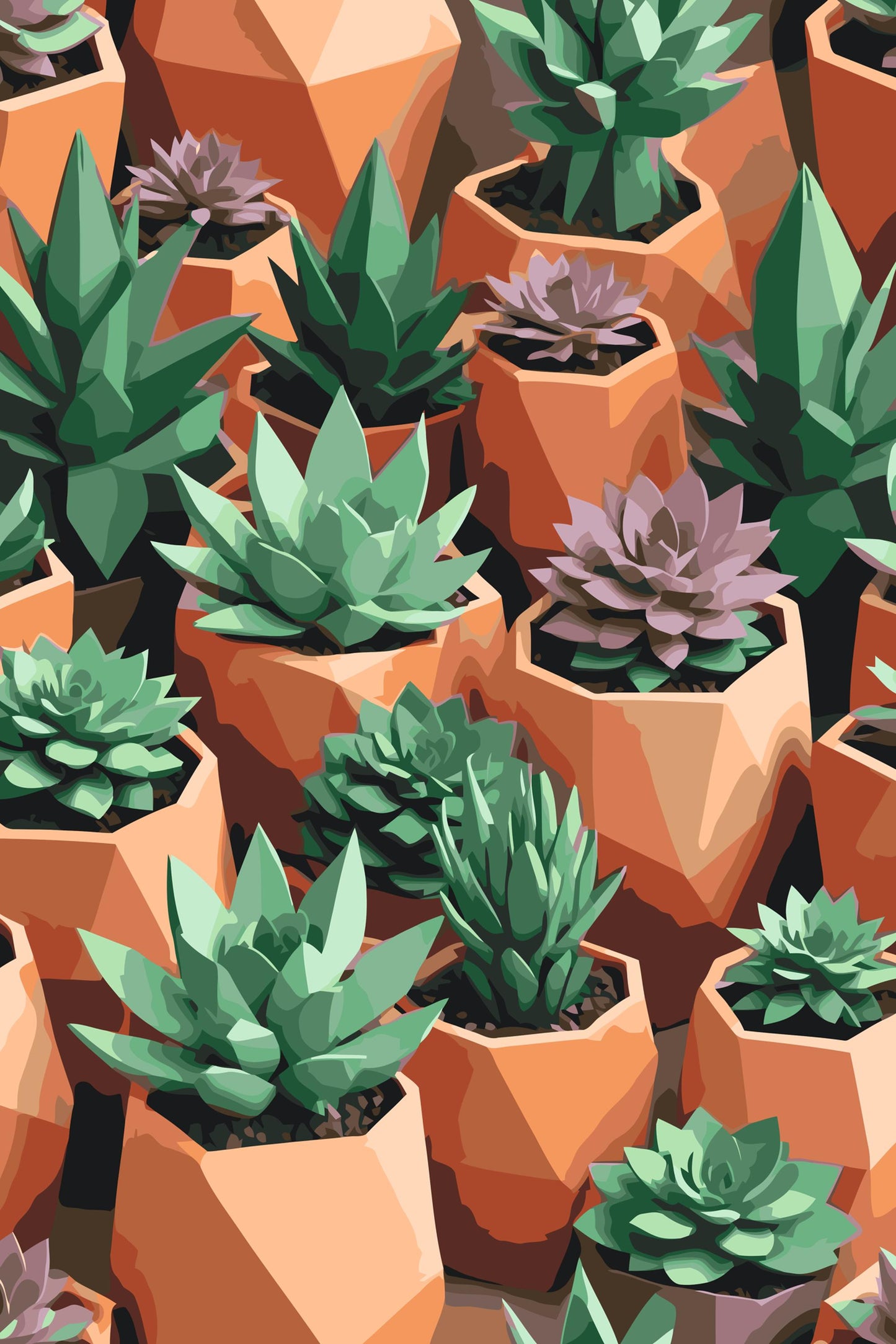 Paint by number - Origami-sukkulenter