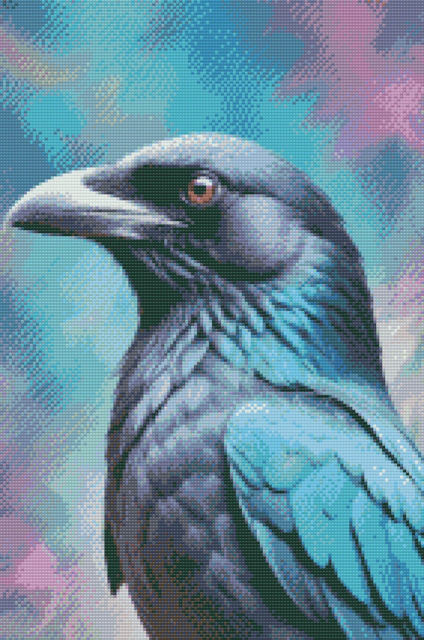 Diamond Paint - Ravn i nuancer af mørk turkis