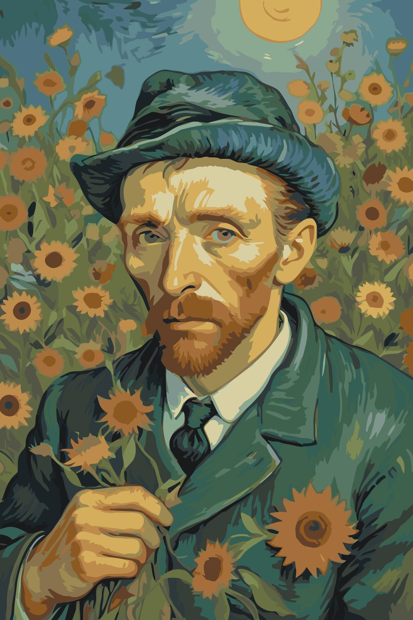 Paint by number - Vincent Van Gogh i en solsikkemark
