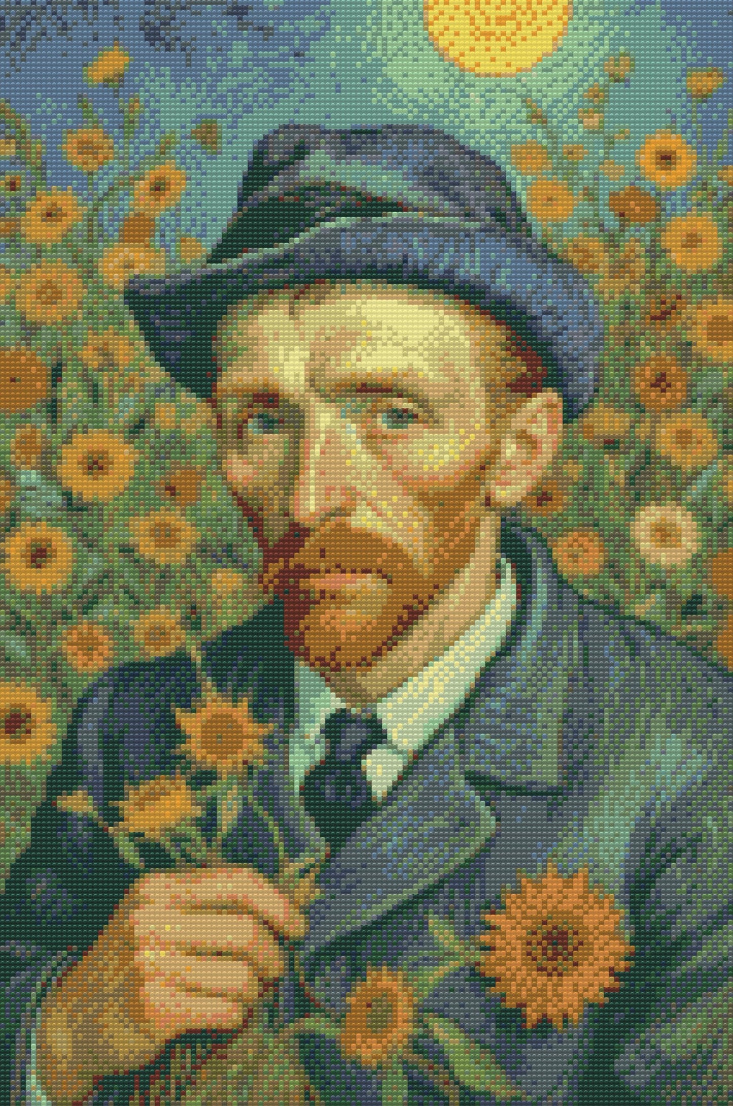 Diamond Paint - Vincent Van Gogh i en solsikkemark