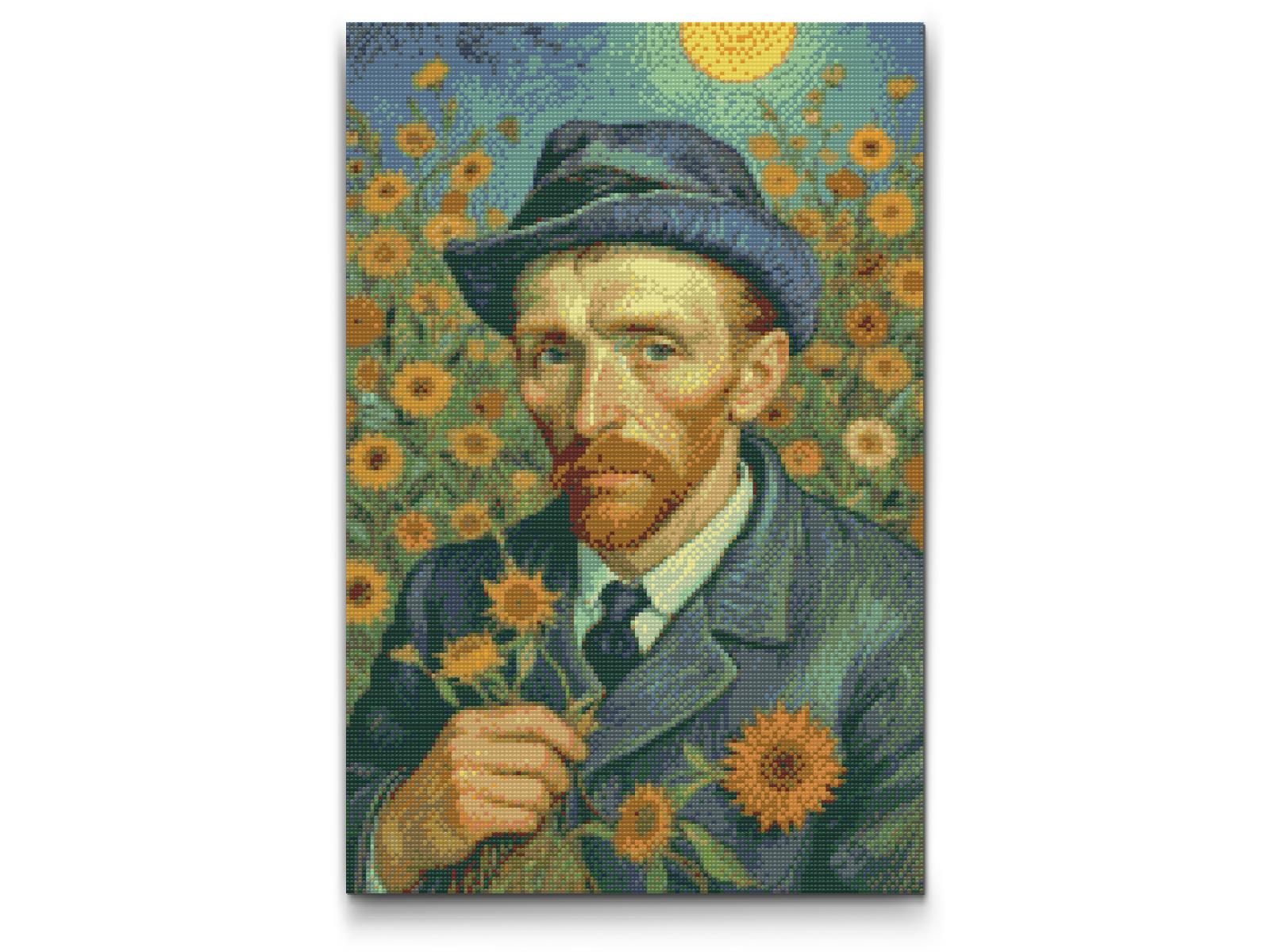 Diamond Paint - Vincent Van Gogh i en solsikkemark