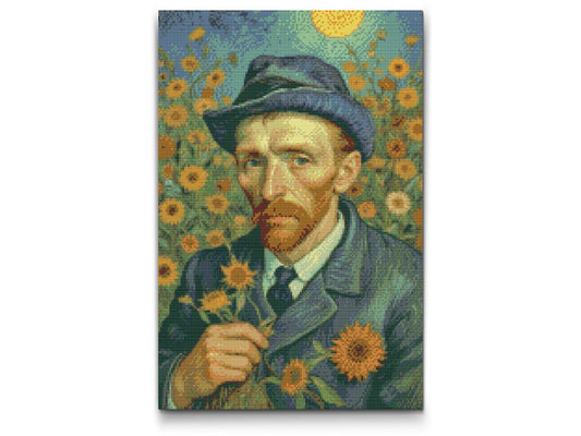 Diamond Paint - Vincent Van Gogh i en solsikkemark