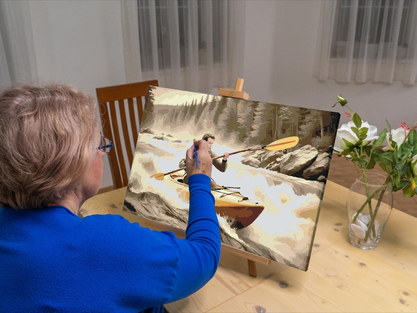 Paint by number - Kajaksejlads på en oprørt flod