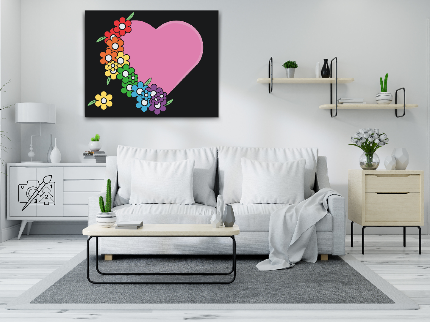 Paint by number - Hjerte med regnbue