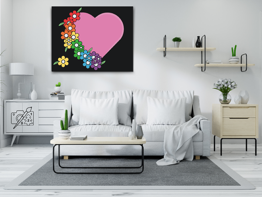 Paint by number - Hjerte med regnbue