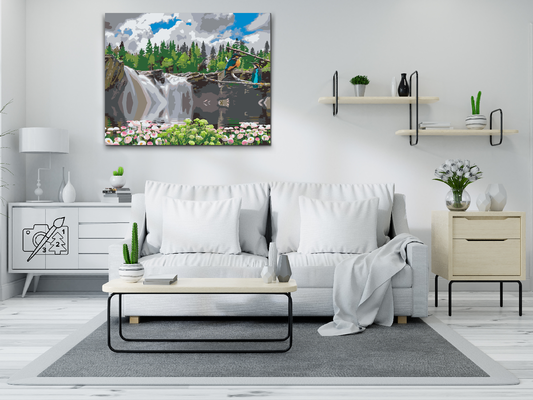 Paint by number - Fugle ved vandfaldet