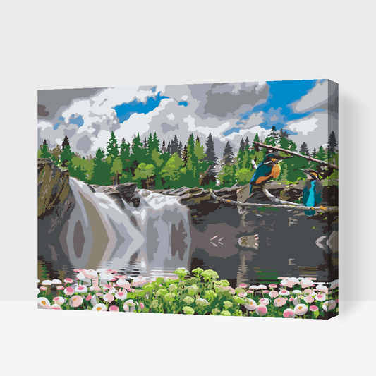 Paint by number - Fugle ved vandfaldet