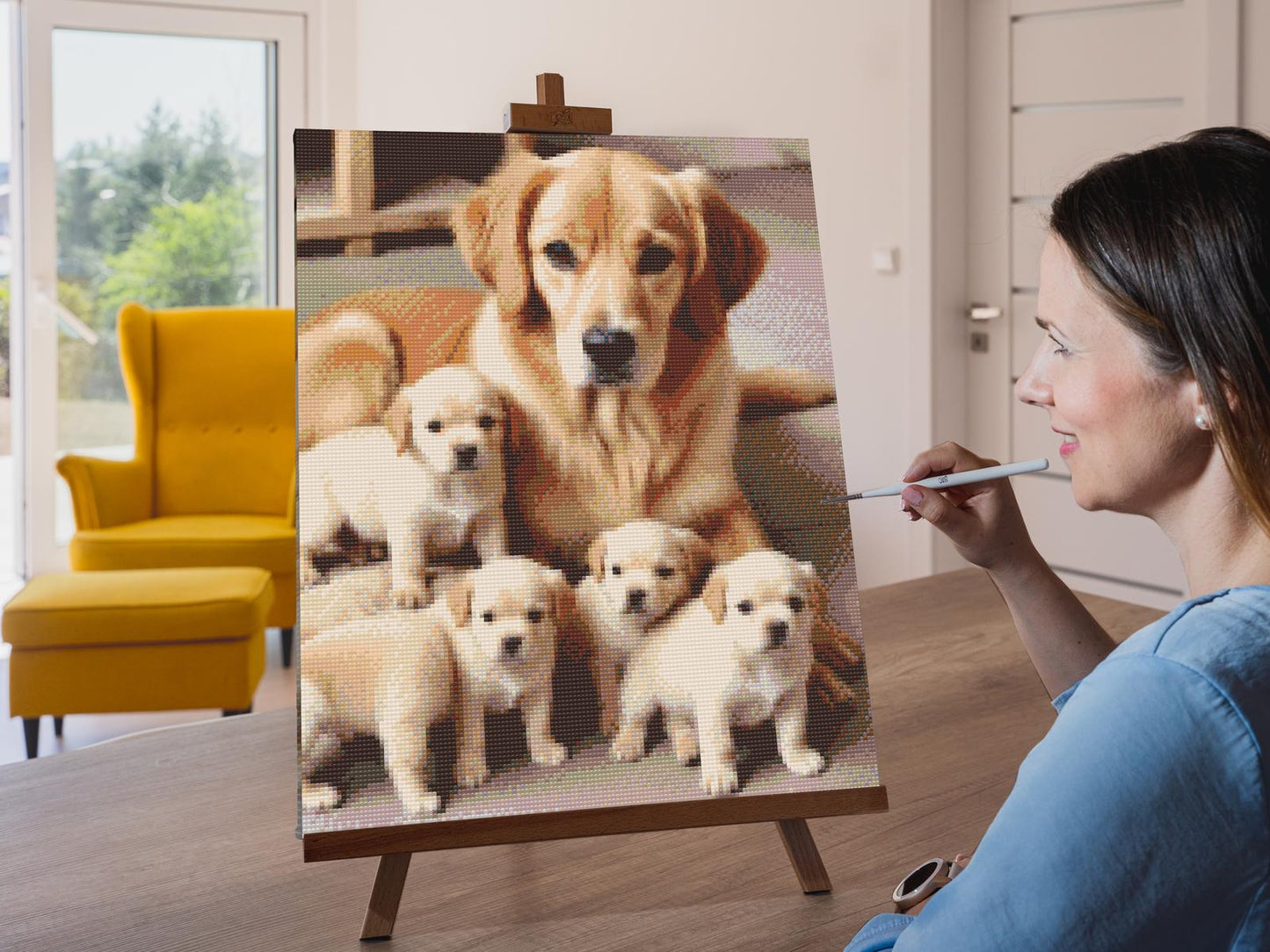 Diamond Paint - Golden retriever og hvalpe