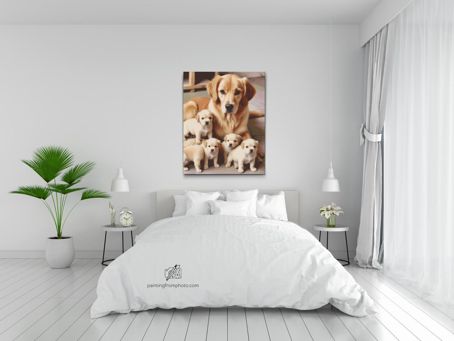 Diamond Paint - Golden retriever og hvalpe